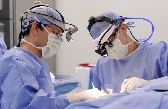 surgical treatment of back pain under the left scapula